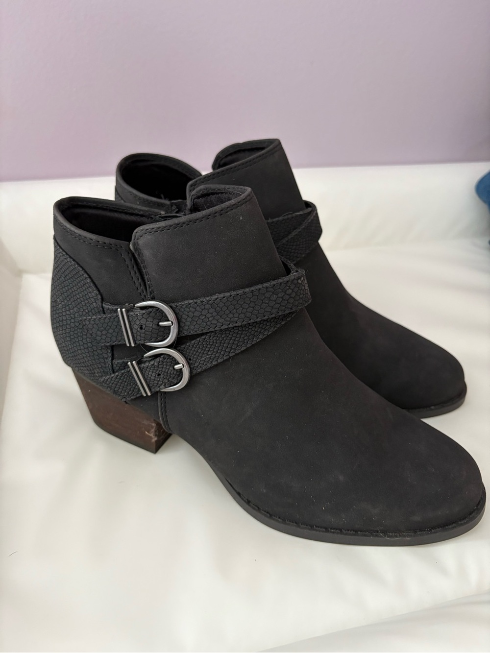 Life Stride Black Ankle Booties with Buckle Straps
